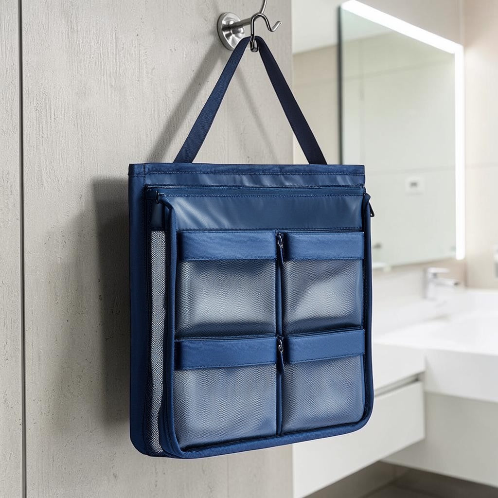 Kfxdg Hanging Toiletry Bag for Travel - Waterproof Travel Organizer with Hook - Large Capacity Cosmetic Bag for Men & Women - Navy Blue