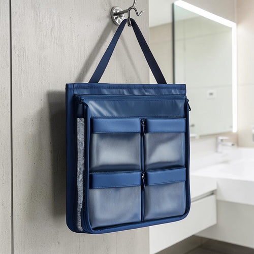 Kfxdg Hanging Toiletry Bag for Travel - Waterproof Travel Organizer with Hook - Large Capacity Cosmetic Bag for Men & Women - Navy Blue