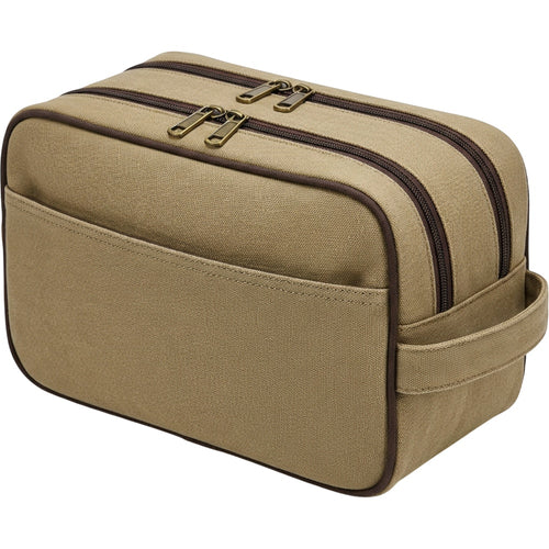 Kfxdg Canvas Toiletry Bag Two Compartments Khaki - Product view