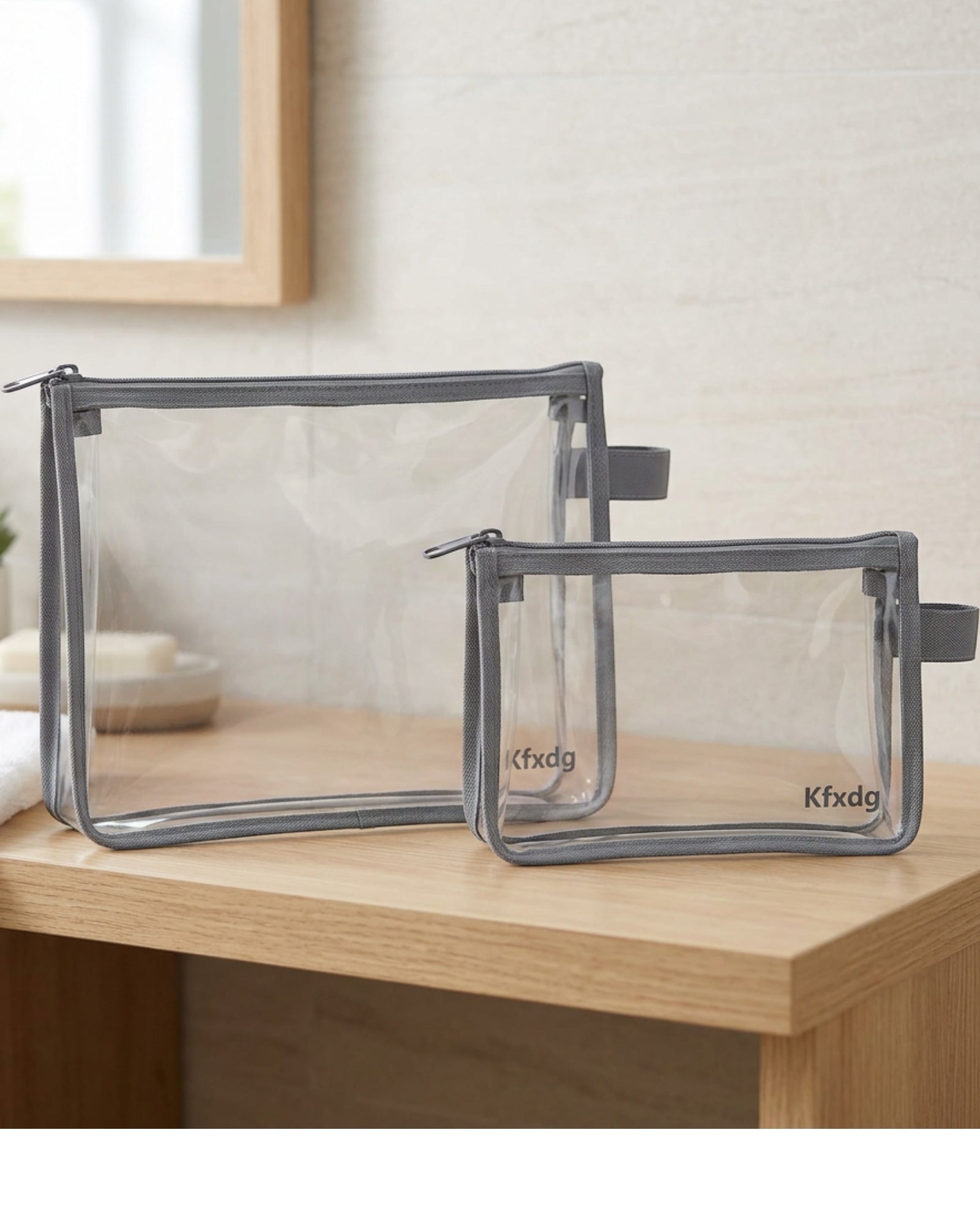 Kfxdg Clear Travel Toiletry Bags Two Piece Gray - Lifestyle view