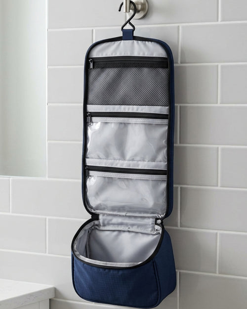 Kfxdg Hanging Toiletry Organizer Four Compartments Navy - Lifestyle view